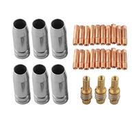 Lecreatekit Kit de 29 consommables pour torche de soudage MIG pour brûleurs 15AK et MB-15 - Embouts de contact en cuivre (0,8/0,9 mm), buses de gaz et diffuseurs
