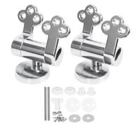 Lecreatekit Lot de 2 charnières de siège de toilette à fermeture douce en alliage de zinc - Connecteur de couvercle lent - Argenté - Remplacement pour sièges en bois et résine - Pour salle de bain