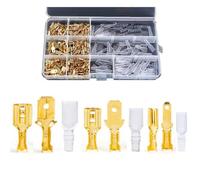 Lecreatekit Lot de 270 cosses à sertir dorées 2,8 4,8 6,3 mm mâles femelles pour câbles électriques, appareils ménagers automobiles