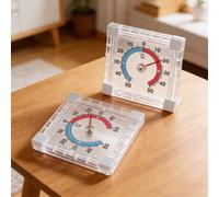 Lecreatekit Lot de 4 thermomètres de porte carrés d'extérieur pour cadran avec double ton rouge et bleu, précision de -50 à 50 °C, batterie autonome pour surveillance de la maison et du jardin