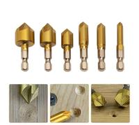 Lecreatekit Lot de 6 forets coniques à 5 cannelures, 6 à 19 mm, forets à chanfreiner HSS à 90 degrés avec tige hexagonale de 6,35 mm pour perçage du bois, du métal, du plastique, de l'aluminium