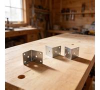 Lecreatekit Lot de 8 connecteurs d'angle robustes en acier inoxydable 50 x 50 mm, supports en L antirouille à 90 degrés avec montage invisible pour étagère, armoire, meubles, bricolage, blanc