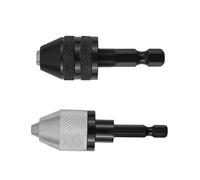 Lecreatekit Mandrin de forage à trois mors avec poignée hexagonale à changement rapide, 0,3-6,5 mm et 0,3-3,4 mm, auto-centrage pour tournevis 1/4" et adaptateurs à changement rapide