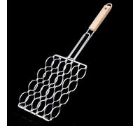 Lecreatekit Panier à saucisses en métal pour barbecue, support à saucisses en fer antirouille avec marques de grille, outil de cuisine d'extérieur facile à nettoyer pour hot-dogs, 57 x 18 x 5 cm