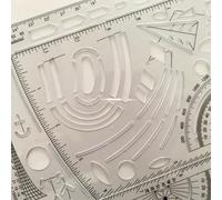 Lecreatekit Règle géométrique pour marquage graphique et traçage - Modèle de dessin en plastique transparent avec échelle précise, portable pour salle de classe, bureau et extérieur