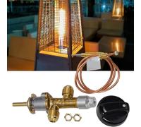 Lecreatekit Vanne de contrôle de sécurité à gaz GPL avec thermocouple, régulateur de flamme pour chauffages basse pression, grilles, fours, 50 000 BTU, sonde M8 x 1 600 mm, tube d'entrée en cuivre