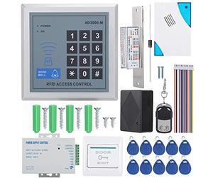 Lecteur Badge et Clavier à Code sans Fil 12V - Contrôle d’Accès Porte d'Entrée Gâche Électrique NO 500kg, Clés et Télécommande - Sécurité Fiable pour Bureau, Portillon et