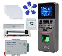 Lecteur Biométrique d'Empreintes Digitales USB/TCP/IP/RS485 de 2,4pouces + Verrouillage NC Strike + Alimentation DC12V + 10pcs 125KHz Cartes/Porte-clés Kit (Kit 2)