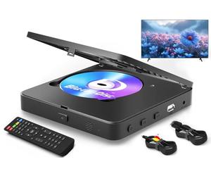 Lecteur Blu Ray 1080P Blu Ray pour home cinéma - Lecture de tous les DVD et région B 2 Blu Rays - Prise en charge d'une clé USB 128 Go avec sortie HDMI et AV - Convertisseur PAL NTSC et câble de