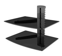 Lecteur Blu-Ray/DVD/Récepteur HiFi/console de jeu Étagère murale Rack avec câble Baie et verre de sécurité ESG sols, jusqu'à 8 kg, 3 tailles, Noir