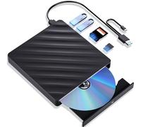 Lecteur Blu-Ray Externe 5 en 1, Lecteur Blu-Ray Portable avec USB 3.0 Type-C, graveur de CD DVD 3D Blu Ray avec Port SD/TF, Lecteur Blu-Ray Compatible avec Ordinateur Portable Windows (Version
