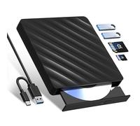 Lecteur Blu-ray externe 5 en 1, USB 3.0 Type-C Slim Optical External Bluray DVD Graveur avec lecteur de carte SD/TF 2 concentrateurs USB 3.0 Compatible avec Windows XP/7/8/10 MacOS MacBook ordinateur