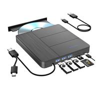 Lecteur Blu-ray externe 7 en 1, prise en charge de la lecture et de l'écriture 100 G, graveur Blu-ray portable, USB 3.0 Type-C et emplacements pour cartes TF/SD, convient pour Windows MacOS pour