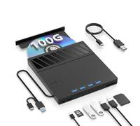 Lecteur Blu-ray externe 7 en 1, USB 3.0 de type C, lecteur Blu-ray externe, lecteur Blu-ray externe 100 Go, graveur Blu-ray externe 3D ultra fin avec port TF/SD, lecteur Blu-ray portable pour Windows