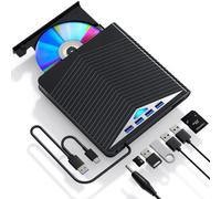 Lecteur Blu-ray externe, lecteur DVD/BD, lecture/écriture, enregistreur DVD UHD portable, pour Win 7/8/10/11/PC, noir