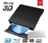Lecteur Blu-Ray Externe USB 3.0 3D 4 K DVD CD Bluray Drive DVD Graveur de Disque Compatible pour PC,Ordinateur Portable, Mac OS Noir