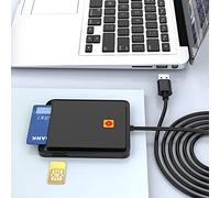 Lecteur Carte Identité Belge PC/SC USB Smart Card Reader, Support Digital Signature, Lecteur de Carte CAC, CRS, CNS, IC, SIM, Plug and Play, sans Pilote,Compatible Windows,Mac OS,Linux-Black