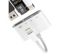 Lecteur Carte Lightning vers SD Micro SD (4en1) USB OTG 3.0 Cable Adaptateur pour iphone 14 13 12 11 Pro Max Charge pour ipad Pro Transfert TF Mémoire Photo Certifié pour Apple MFI Tablette Multiport