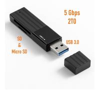 Lecteur Carte Mémoire USB 3.0 acce2s® pour Doro Leva X10 L30 E30 L20 E10 E20 E22 Aurora A30 A10 A2 .. Transfert Rapide 5 Gbps & 2T0