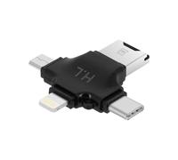 Lecteur Carte Micro-SD 4 en 1 USB-C / Lightning / Micro-USB / USB Compact Noir