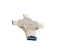 LinQ Lecteur Micro-SD OTG – USB-C, Micro-USB, Lightning, USB – Beige