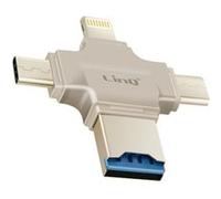 LinQ Lecteur Micro-SD OTG – USB-C, Micro-USB, Lightning, USB – Beige