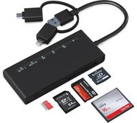 Lecteur Carte pour SD/TF/CF/XD/MS 7 en 1 Lecteur Carte SD USB C et Lightning avec 5Gbps Adaptateur Carte SD pour iPhone/iPad/MacBook/Windows/Mac OS/Android Accès Simultané à 5 Cartes