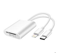 Lecteur Carte SD et MicroSD vers USB-C et Lightning Transfert 480 Mbps LinQ Blanc