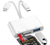 Lecteur Carte SD iPhone, 3 en 1 Lightning to SD Card Reader, Adaptateur iPhone Carte SD, Adaptateur Carte SD iPhone, A-daptateur Lightning vers USB, A-daptateur S-D i-Phone