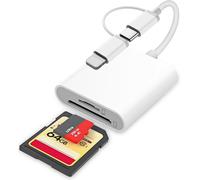 Lecteur Carte SD iPhone,¿Apple Certifié MFI¿ 2 en 1 Lightning to SD Card Reader, Lightning SD Card Reader, Adaptateur Carte SD iPhone, Adaptateur iPhone Carte SD, Adaptateur SD iPhone