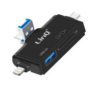 Lecteur Carte SD / micro SD / USB 3.0 vers USB / USB-C / Lightning / micro-USB LinQ Noir