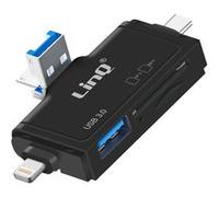 Lecteur Carte SD / micro SD / USB 3.0 vers USB / USB-C / Lightning / micro-USB LinQ Noir
