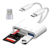 Lecteur Carte SD Multifonction 6 en 1 avec Fente pour Carte Mémoire, Port USB/USB-C, Adaptateur Carte SD pour Téléphone Tablette