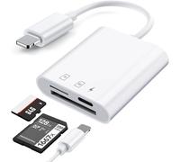 Lecteur Carte SD pour i-Phone i-Pad Adaptateur Carte SD, Lecteur de Carte Universelle 3en1 Lecteur Carte Micro SD Plug and Play Adaptateur de Carte mémoire SD avec Lecture et Chargement simultanés