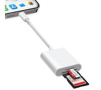 Lecteur Carte SD pour iPhone 5-14 Gamme/iPad (Port Lightening), SD Card Reader avec 2 Fentes, CarteSD et Micro SD, Adaptateur Carte SD, Plug and Play
