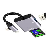 Lecteur Carte SD USB Adaptateur de Lightning vers Micro SD USB C pour iPhone17 16 15 14 13 Pro Max pour Apple MacBook Card Reader pour iPad Photo Accessoire Cle Externe Compact Flash 3.0 Adapter PC TF
