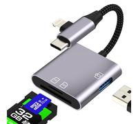 Lecteur Carte SD USB Adaptateur pour iPhone 17 16 15 14 13 Pro Max USB C Lightning vers Micro SD Card Reader pour Apple MacBook pour iPad Compatible avec Samsung S26 Accessoire de Photo Cle Flash 3.0