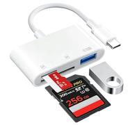 Lecteur Carte SD USB C, 3 en 1 Adaptateur Carte SD Type C SD Card Reader | Lecteur de Carte Mémoire SD/Micro SD/USB Lecteur SD pour iPhone 17/16/15, iPad Pro/Air, MacBook, Samsung, Android, Tablettes