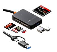Lecteur Carte SD USB C USB3.0 Multifonctions Adaptateur Micro SD 6-en-1 pour SD/microSD/Compact Flash/Memory Stick/TF, Compatible avec Windows Mac Linux Chrome OS, 5Gbps Hot Swap avec Voyants LED