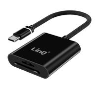 LinQ Lecteur de cartes MicroSD/SD vers USB-C Transfert rapide Ultra compact Noir