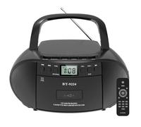 Lecteur cassette CD portable avec télécommande, Bluetooth Boombox pour la maison, prise casque, lecture USB, alimentation AC/batterie