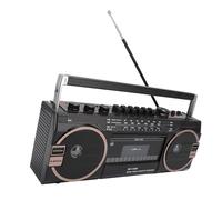 Lecteur cassette, enregistreur de cassette rétro vintage, port USB, connecteur pour écouteurs, radio AM FM SW, fente pour carte mémoire, lecteur cassette (noir)