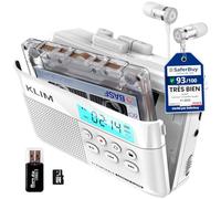 Lecteur Cassette K7 - Convertisseur Audio MP3 - Micro et Haut-Parleur | Lit Aussi Directement les Fichiers Depuis une Carte SD, Leger et Portable pour Vos Trajets au Quotidien - Blanc