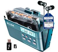 Lecteur Cassette K7 - Convertisseur Audio MP3 - Micro et Haut-Parleur | Lit Aussi Directement les Fichiers Depuis une Carte SD, Leger et Portable pour Vos Trajets au Quotidien - Bleu