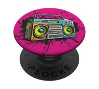 Lecteur cassette rétro Boombox gouttes de peinture PopSockets PopGrip Adhésif