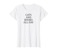 Lecteur Cats and Books All Day T-Shirt Graphique avec Valeur, Femme, Blanc, L