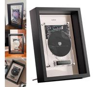 Lecteur CD avec Cadre Musical, Lecteur CD Mural avec Cache-poussière, Télécommande, Sortie Aux 5.0 Bluetooth/3,5 Mm, sans Haut-parleurs, pour Maison/Couloir/Bureau/décoration Murale Black