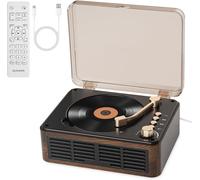 Lecteur CD avec Enceintes Son Stéréo HiFi, Lecteur de CD Vintage Bluetooth pour la Maison, Lecteur CD avec Radio FM et Télécommande, Prend en Charge la Lecture Via USB/AUX/Type-C (Bois)