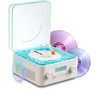 Lecteur CD avec Projection Vagues Océan - Système Hi-FI Bluetooth 6.0, 8 Bruits Blancs Naturels & Lumière d'Ambiance, Enceintes Flottantes pour Thérapie Relaxante (25x17,2x8cm)
