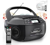 Lecteur CD avec Radio, Combo Boombox Lecteur de Cassette avec Bluetooth, Radio AM/FM, Enregistrement de Bande USB/AUX, Lecture Stéréo avec Télécommande Black